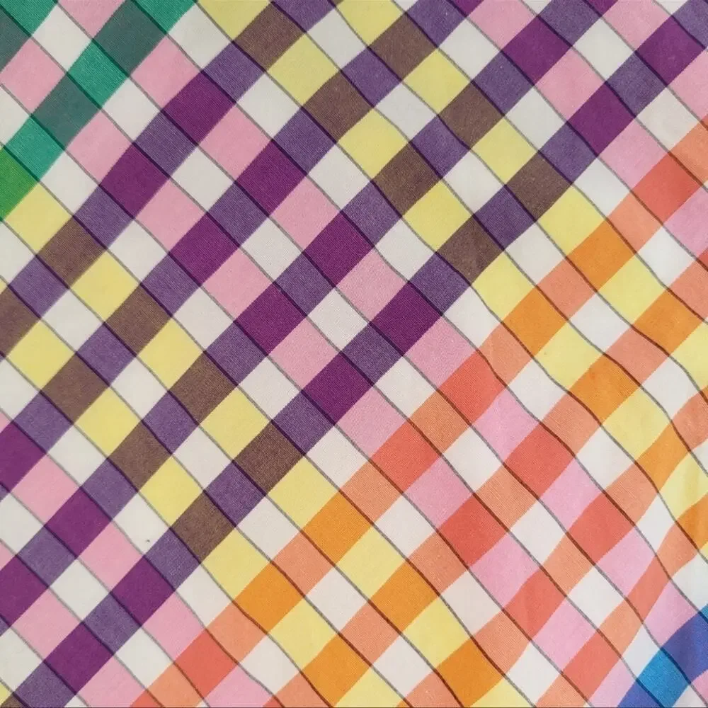 J. Crew Rainbow Gingham Plaid Tie Neck Mini Shift Dress Size Small New